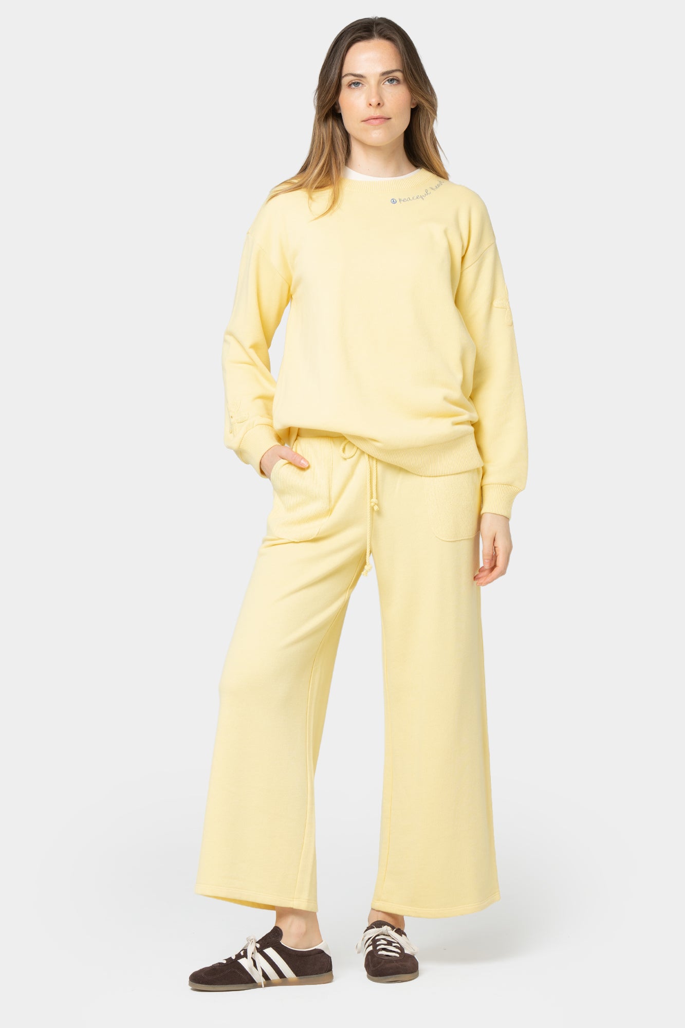 Ankle Length French Terry with Crochet Pants