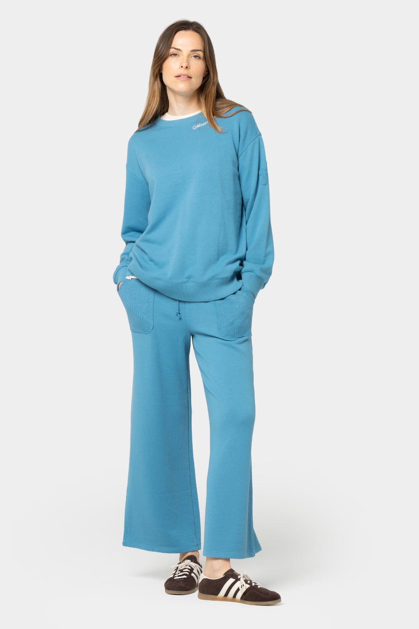 Ankle Length French Terry with Crochet Pants