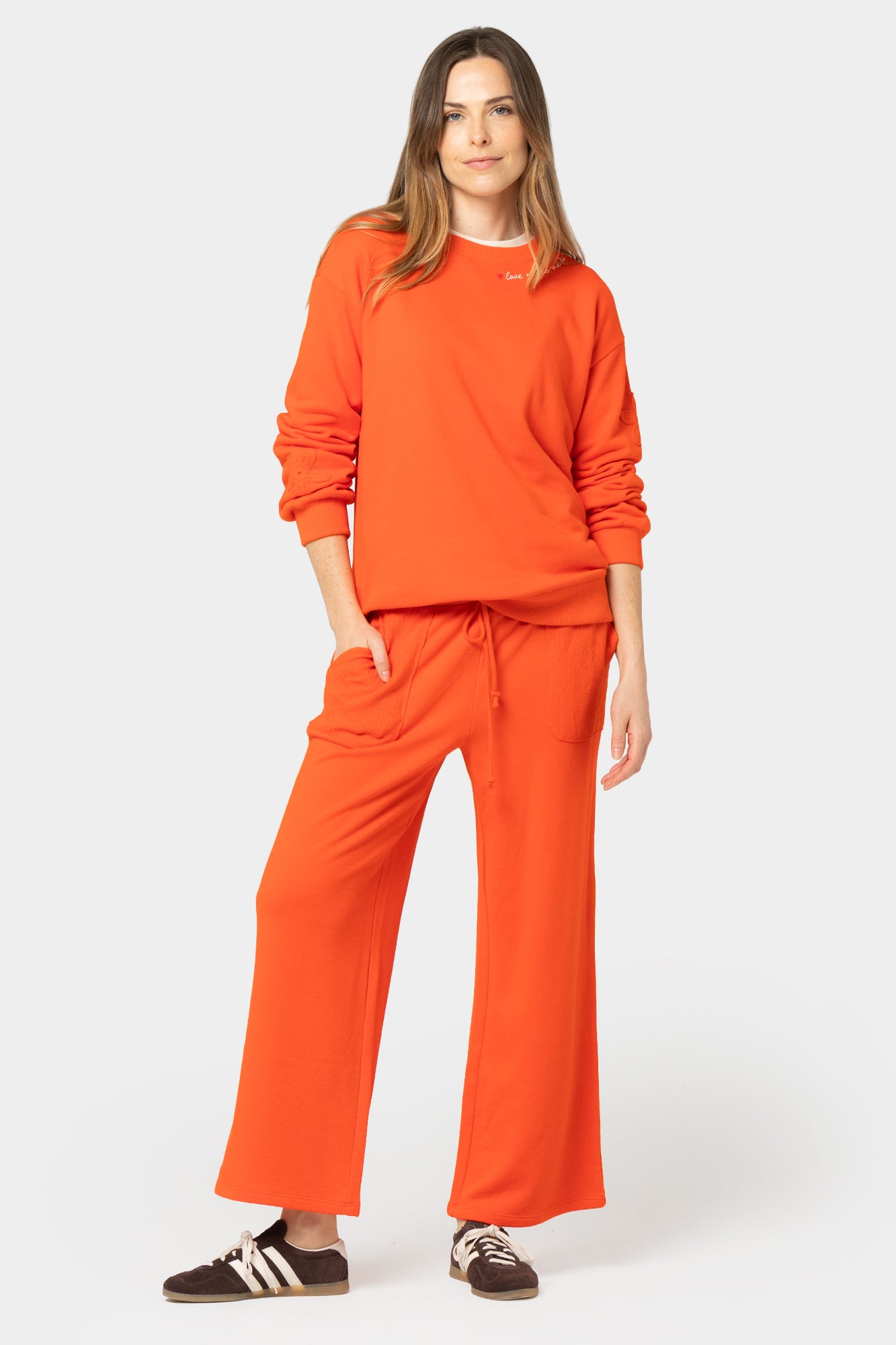 Ankle Length French Terry with Crochet Pants
