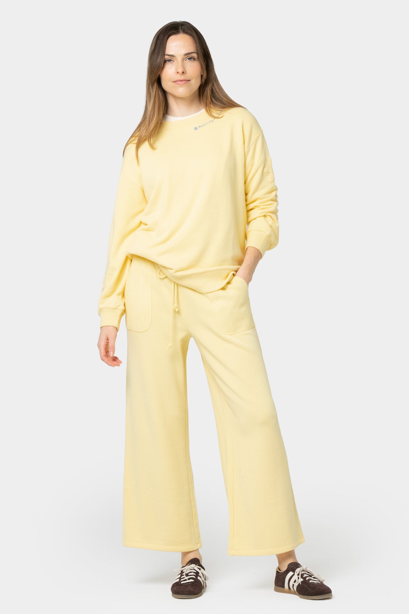 Ankle Length French Terry with Crochet Pants