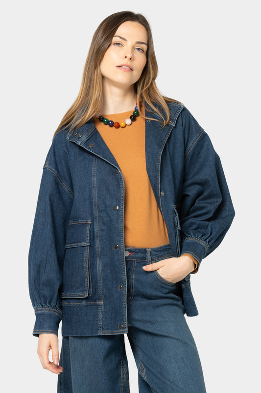 Black Label Denim Jacket w/ Billow Sleeve