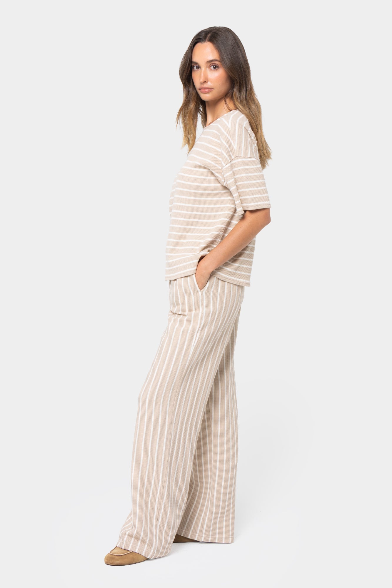 Textured Knit Top and Pant Set