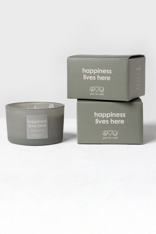 16oz set of 2 Candles - Happiness Lives Here - Holiday Tree Farm