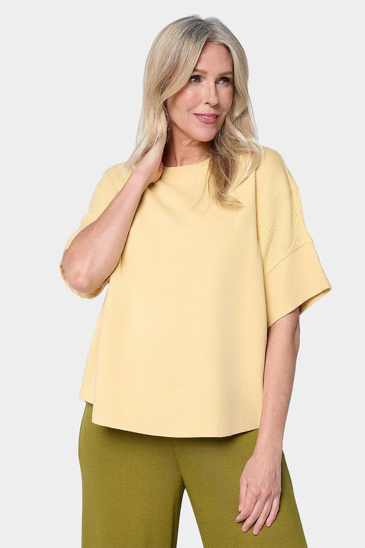 Mixed Media Crew Neck Short Sleeve Top