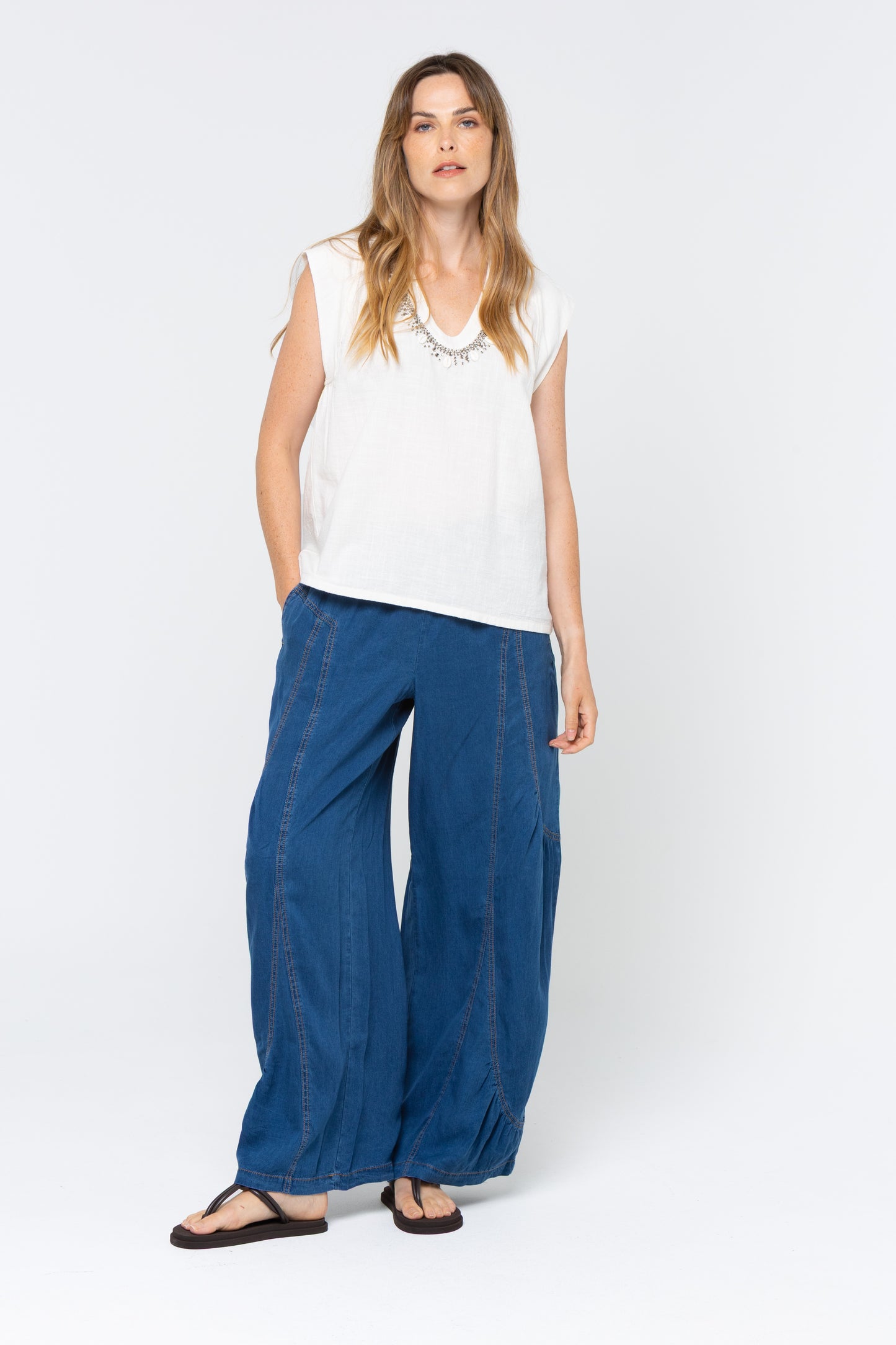 Boheme Drapey Lyocell Wide Leg Jeans