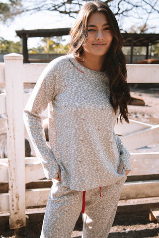 Printed Cowl Neck Pullover