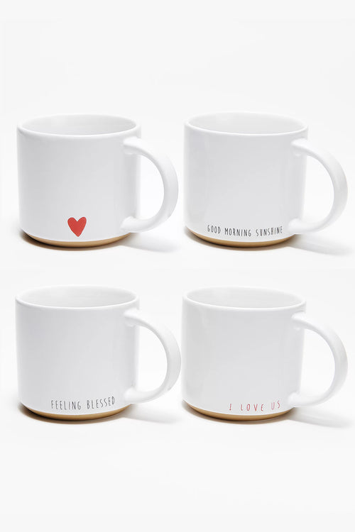Set of 4 Ceramic Mugs with Affirmations