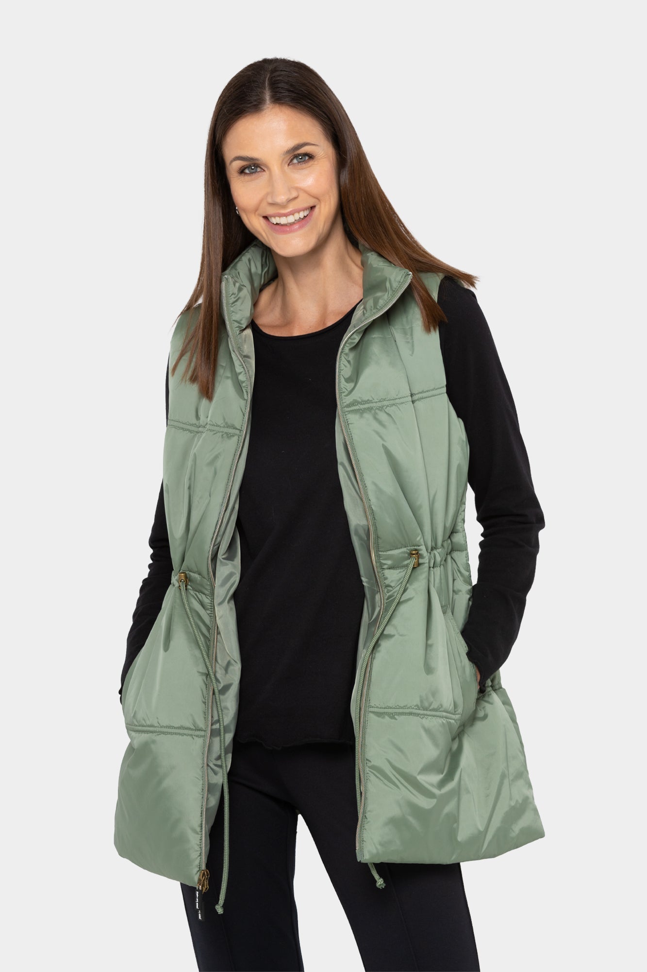 Puffer Vest with Cinched Waist
