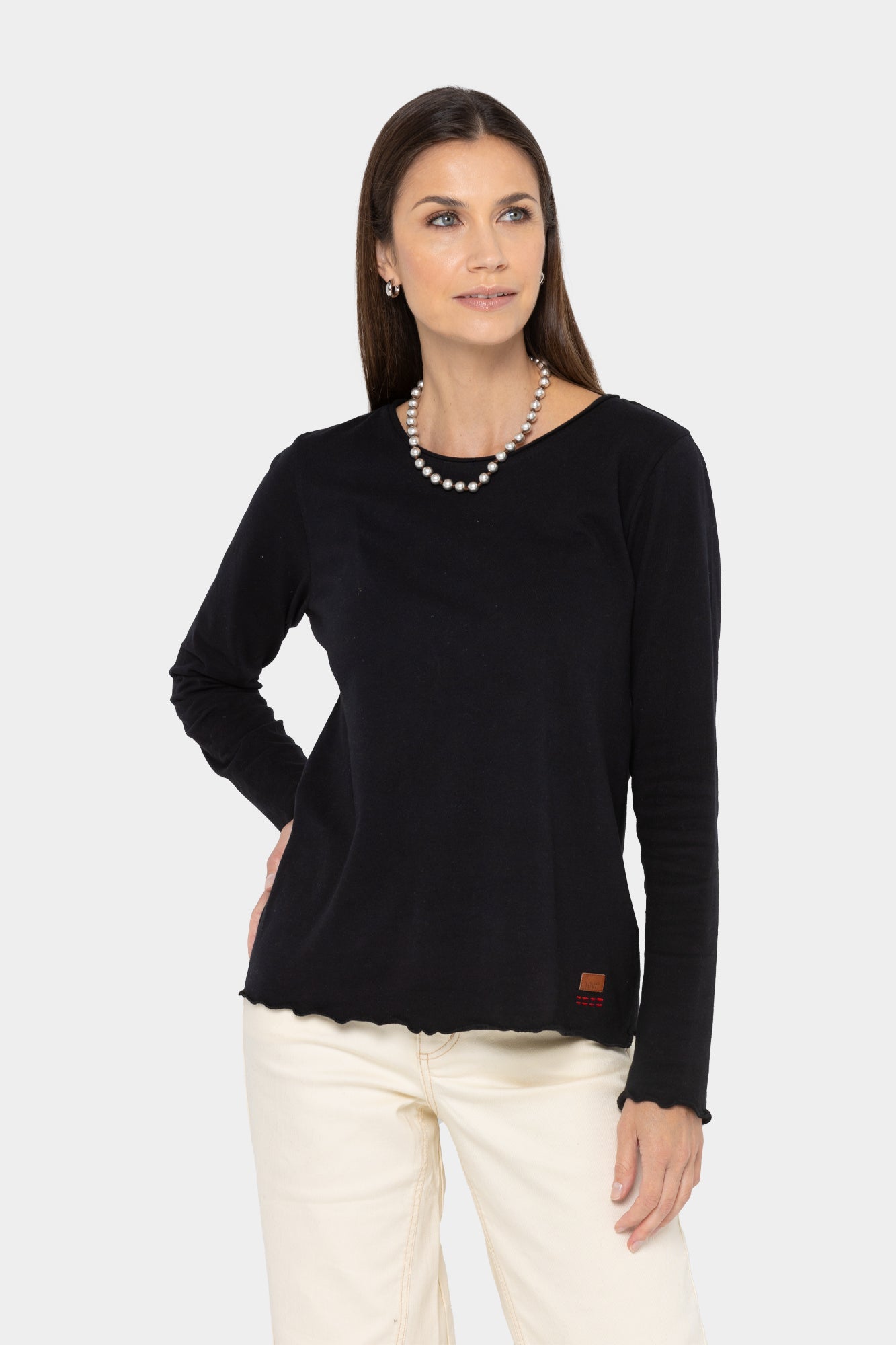 Sueded Knit Lettuce Edge Top