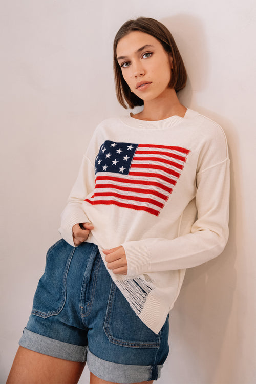 "love unites us" americana sweater